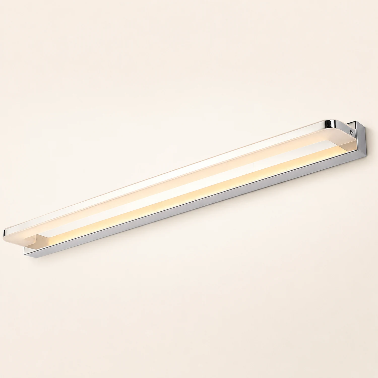 Leigh Nordic Linear Metal Mirror Front Wall Lamp, Chrome/Black - Lumpaz