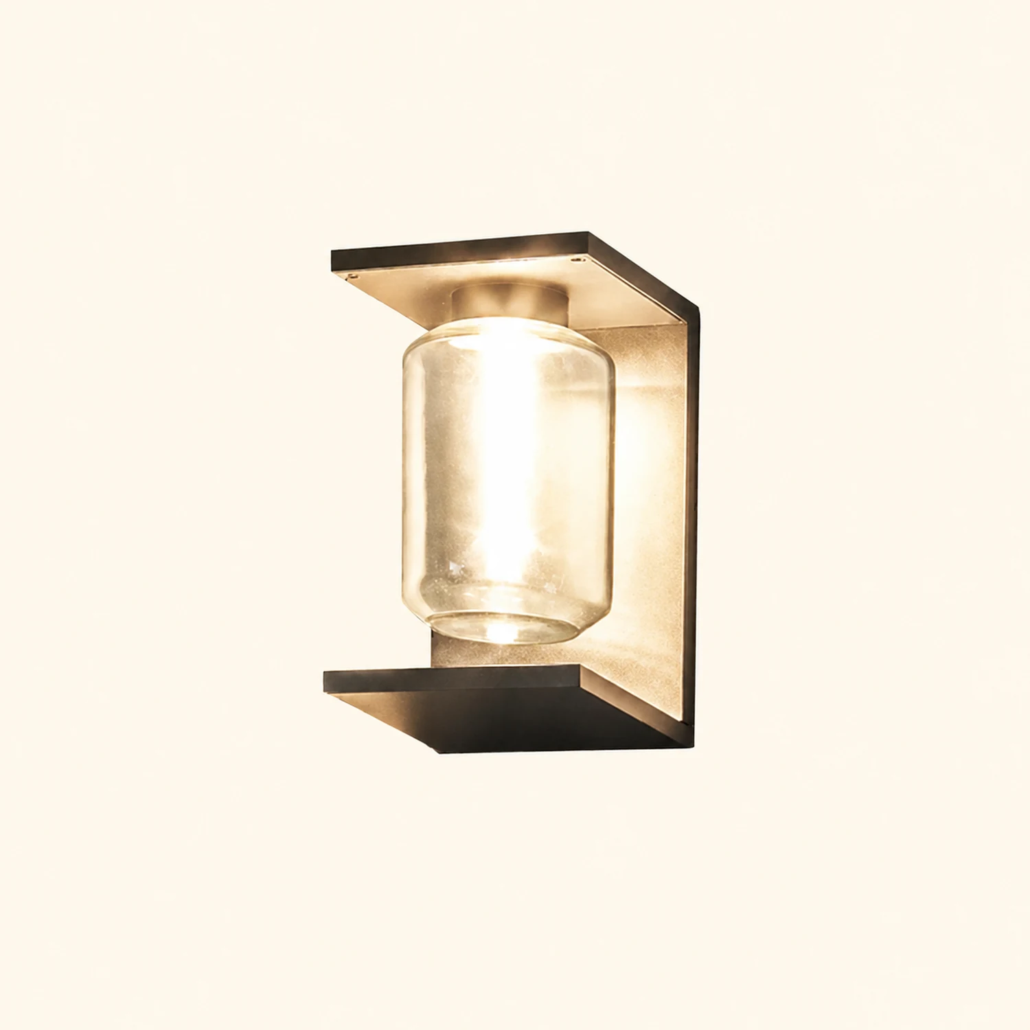 Orr Modern Lantern Glass Outdoor Wall Lamp, Black/Gray - Lumpaz