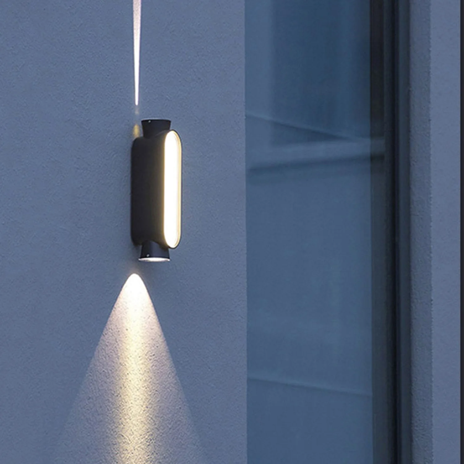 Pena Minimalist Up/Down Acrylic Outdoor Wall Lamp, Black/White - Lumpaz