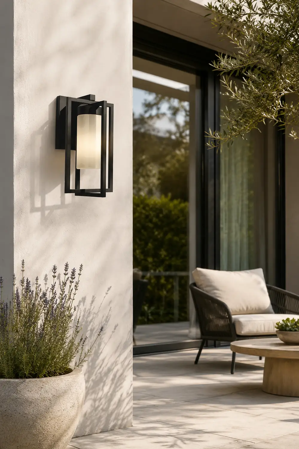 Orr Designer Rectangular Metal Outdoor Wall Lamp, Black - Lumpaz