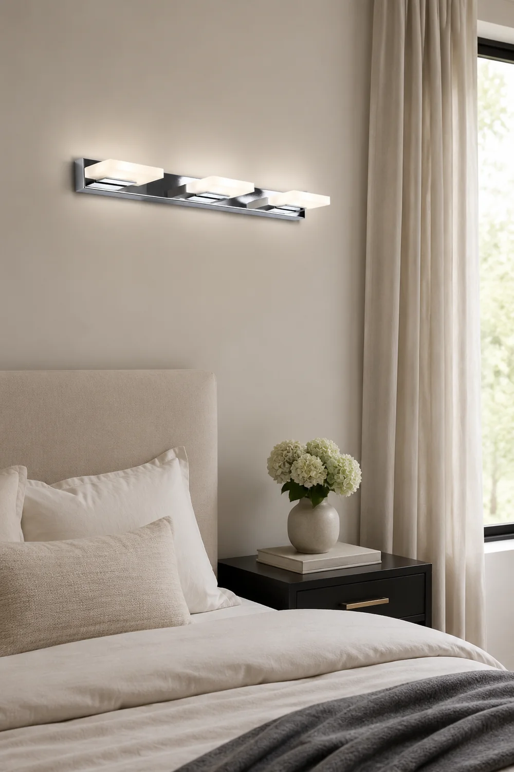 Leigh Modern Square Mirror Front Vanity White Metal Wall Lamp - Lumpaz