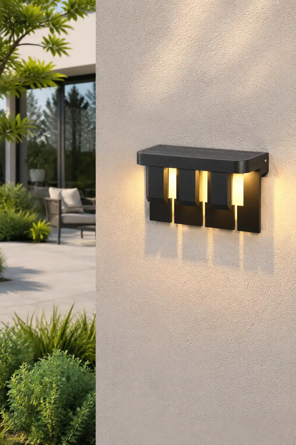 Orr Modern Minimallist Metal Solar Outdoor Garden/Yard Wall Lamp, Black - Lumpaz
