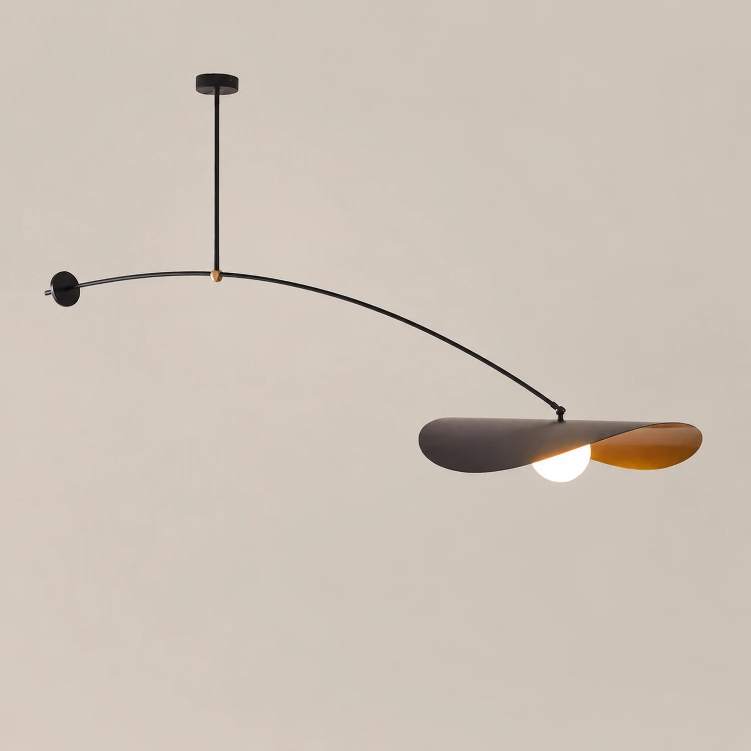 Carins Minimalist LED Leaf Shaped Metal Pendant Light Black/Gold - Lumpaz