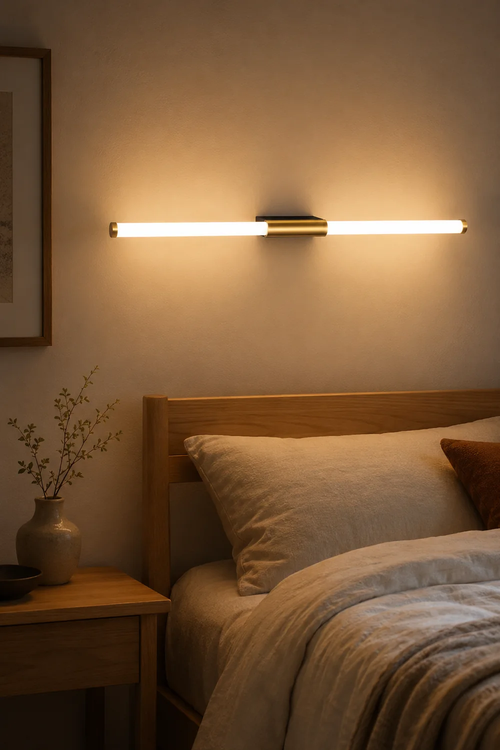 Leigh Modern Linear Cooper White Mirror Front Wall Lamp - Lumpaz