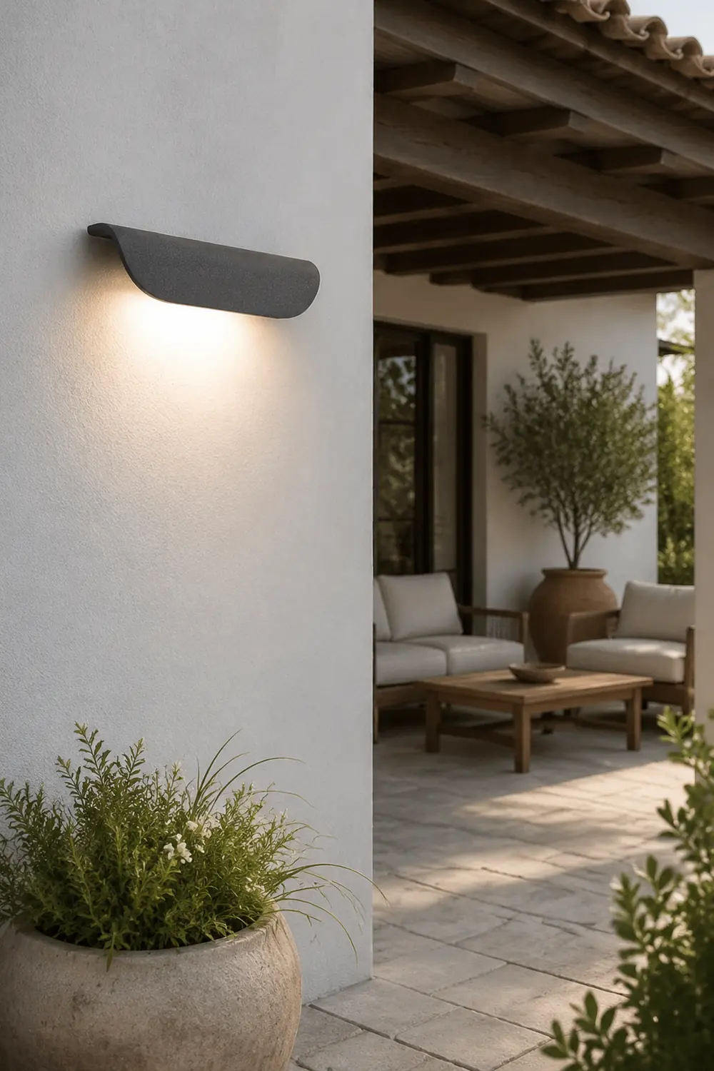 Orr Modern Outdoor Wall Lighting, Waterproof, Curved, Black & White - Lumpaz