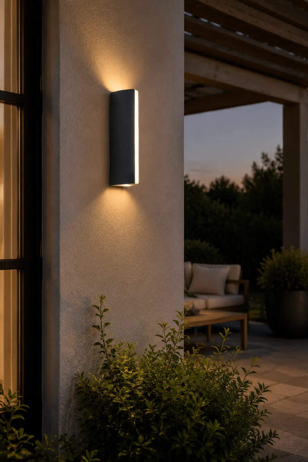 Orr Modern Triangular Prism Metal Outdoor Wall Lamp, Black/Silver - Lumpaz