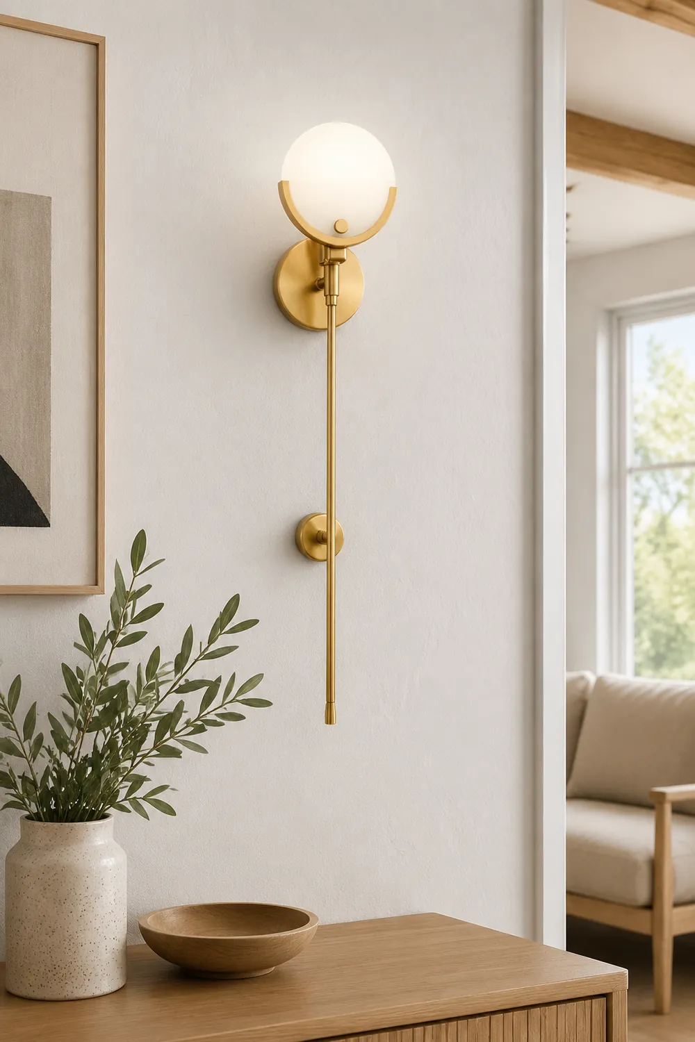 Valentina Modern Ball Metal/Dolomite LED Wall Lamp, Gold - Lumpaz