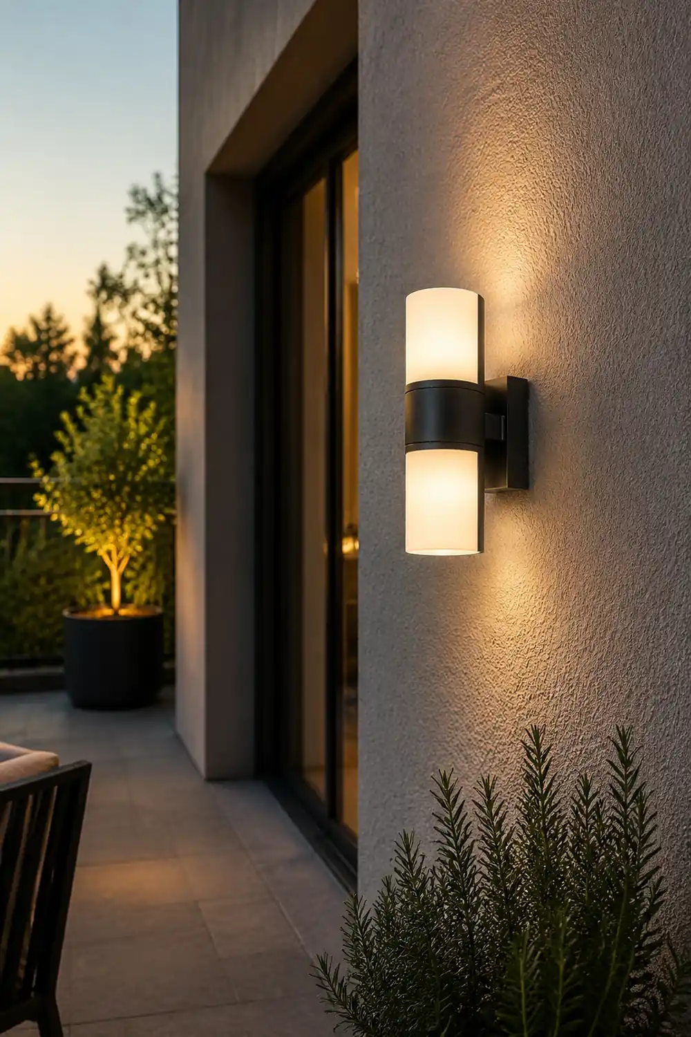 Orr Modern Cylindrical Metal/Acrylic Rotatable Outdoor Waterproof Wall Lamp, Black/White - Lumpaz