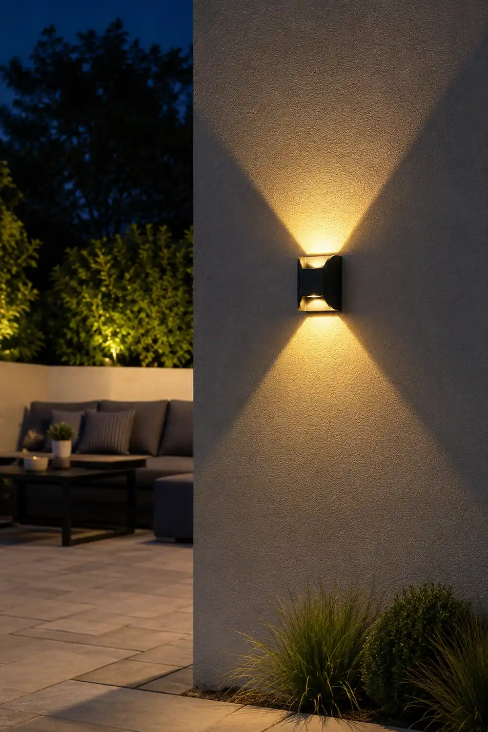 Orr Minimalist Up/Down Metal Outdoor Wall Lamp, Black - Lumpaz