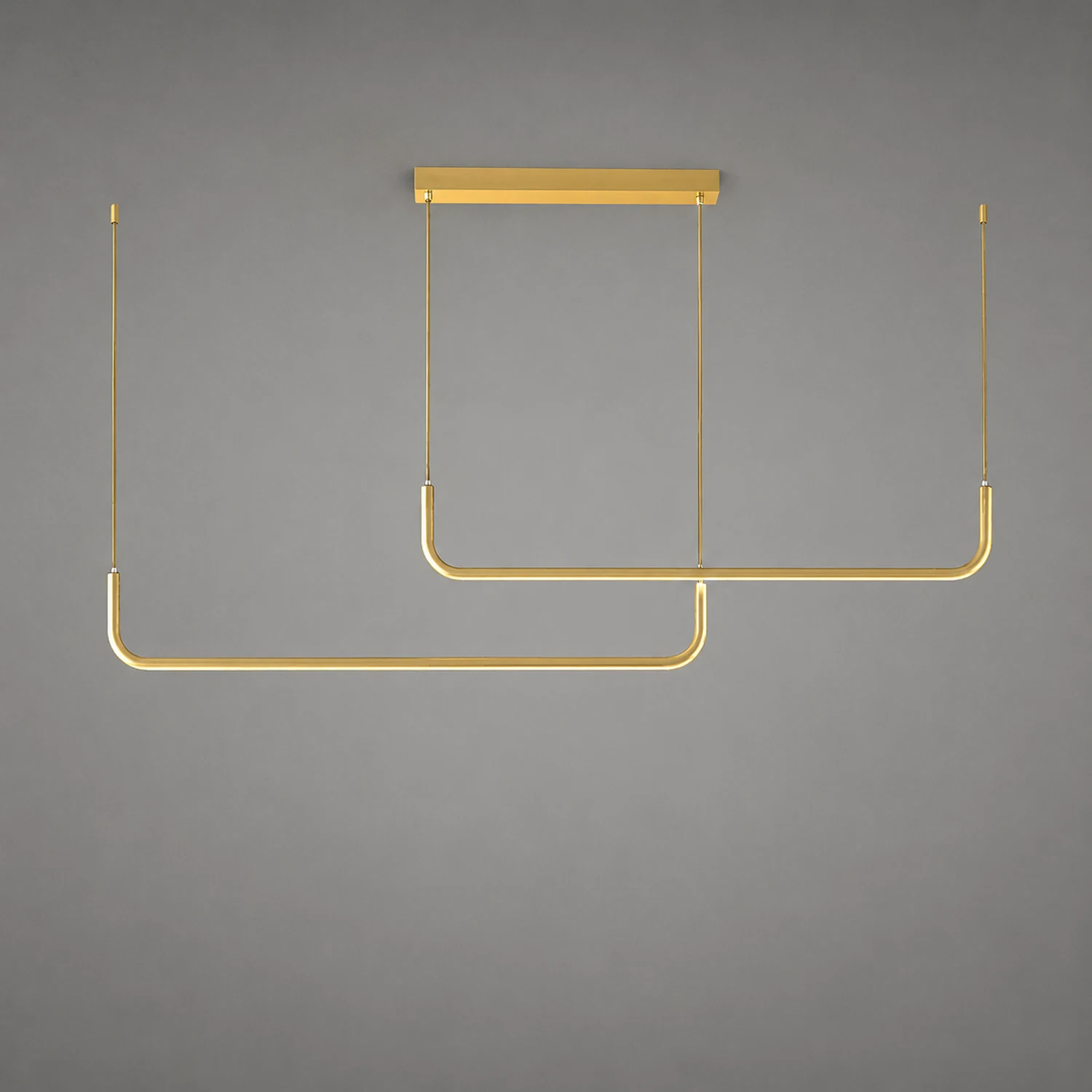 Edge Modern Linear Pendant Light Double Frame, Black/Gold - Lumpaz