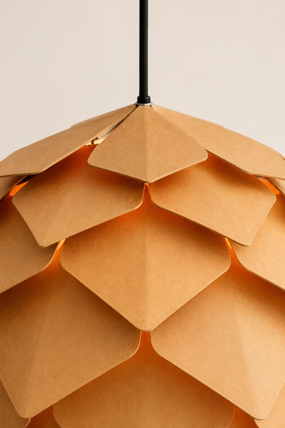 Ozawa Designer Pinecone Shape Wood Pendant Light, 10"/16"/19.5"/23.5" - Lumpaz