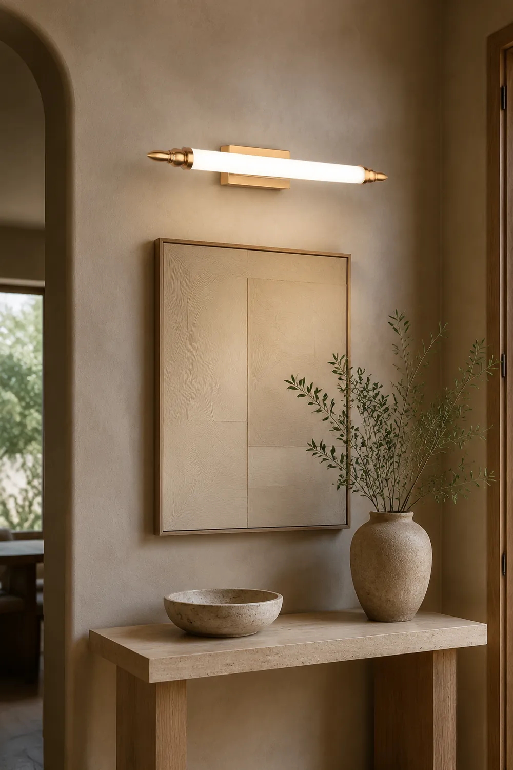 Leigh Retro Classic Metal/Acrylic Wall Lamp, Gold, Bathroom - Lumpaz