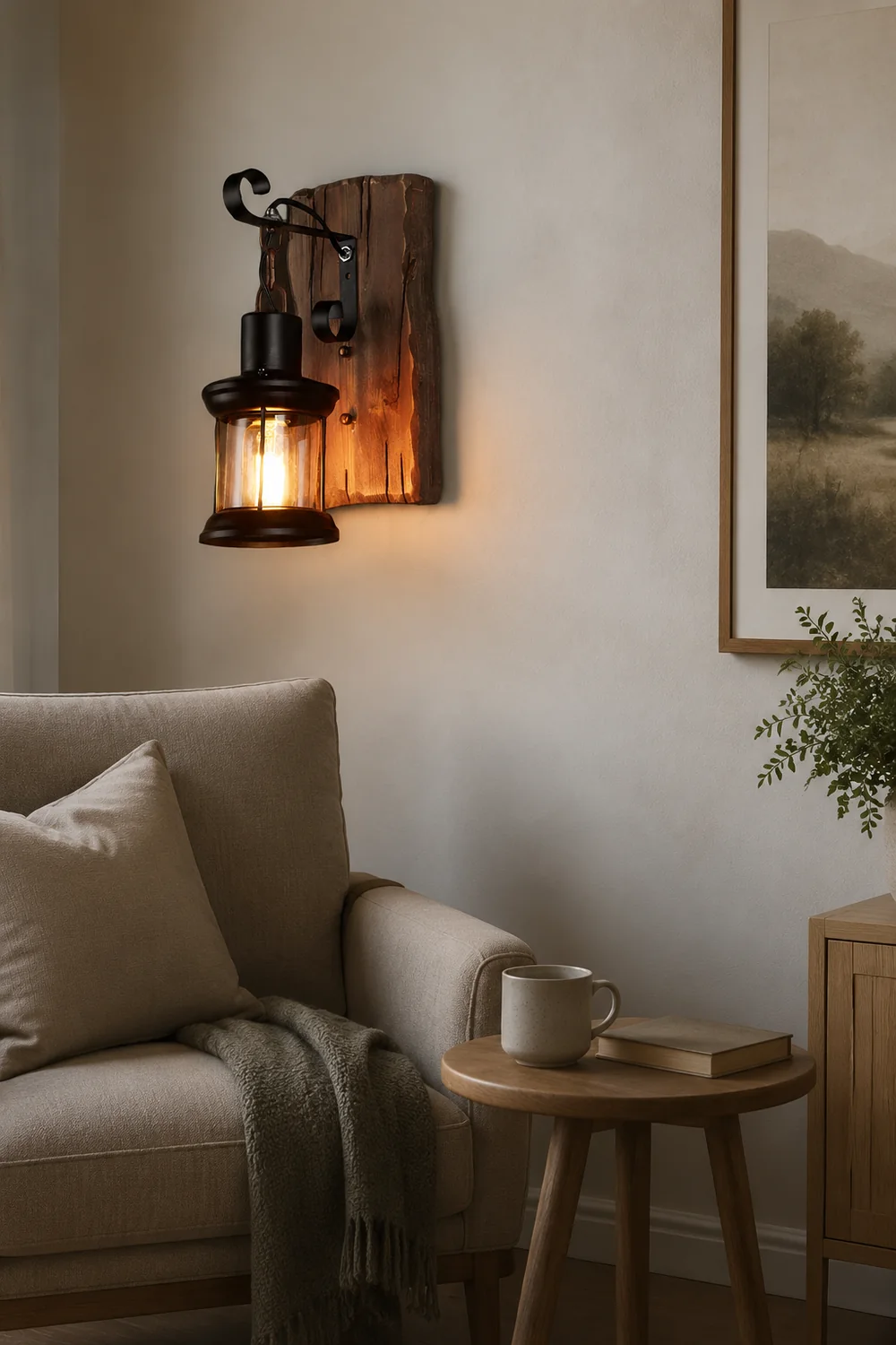Alessio Vintage Lantern Metal Wall Lamp, Black/Bronze - Lumpaz