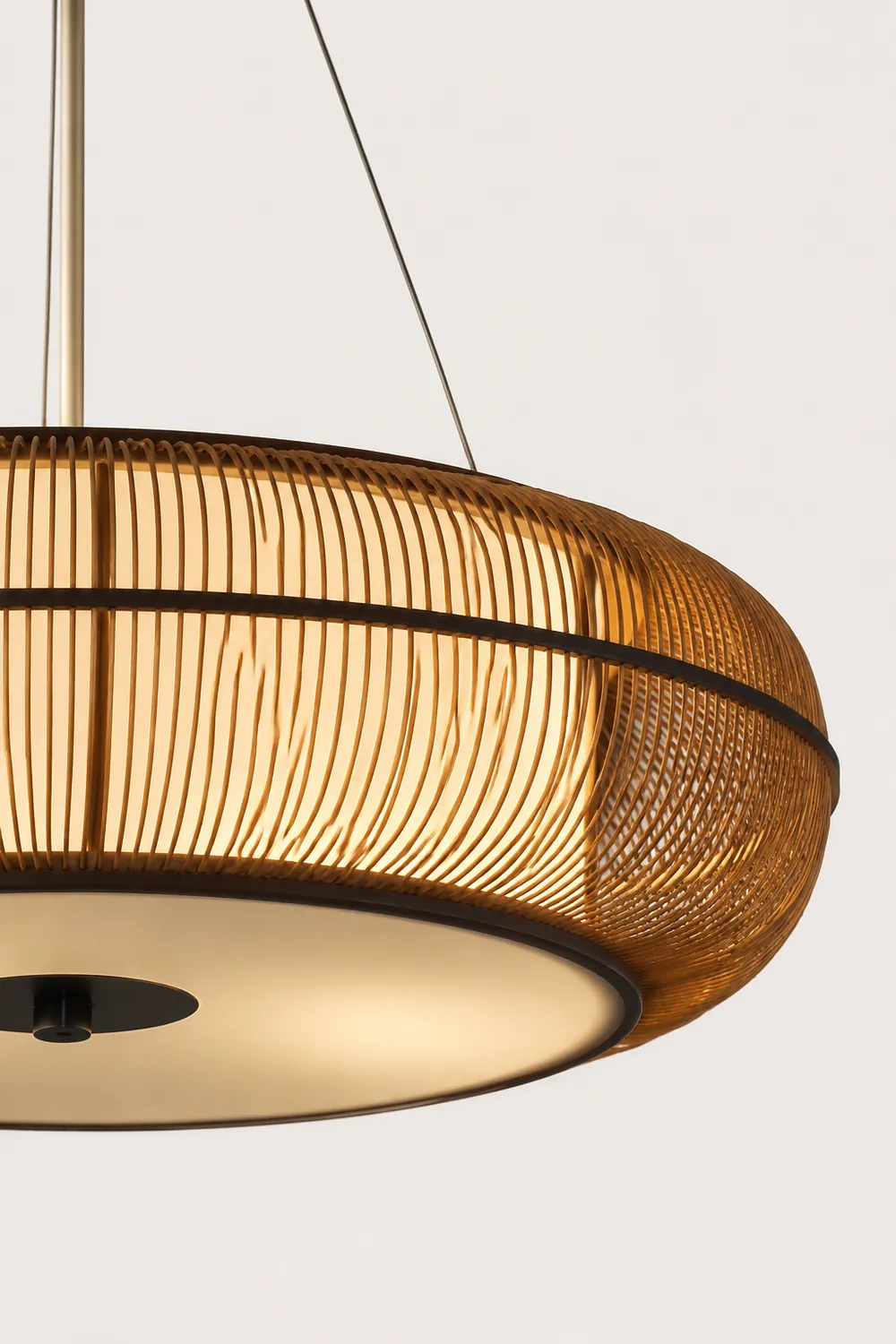 Ozawa Natural Basket Weave Wood/ Metal Pendant Light - Lumpaz