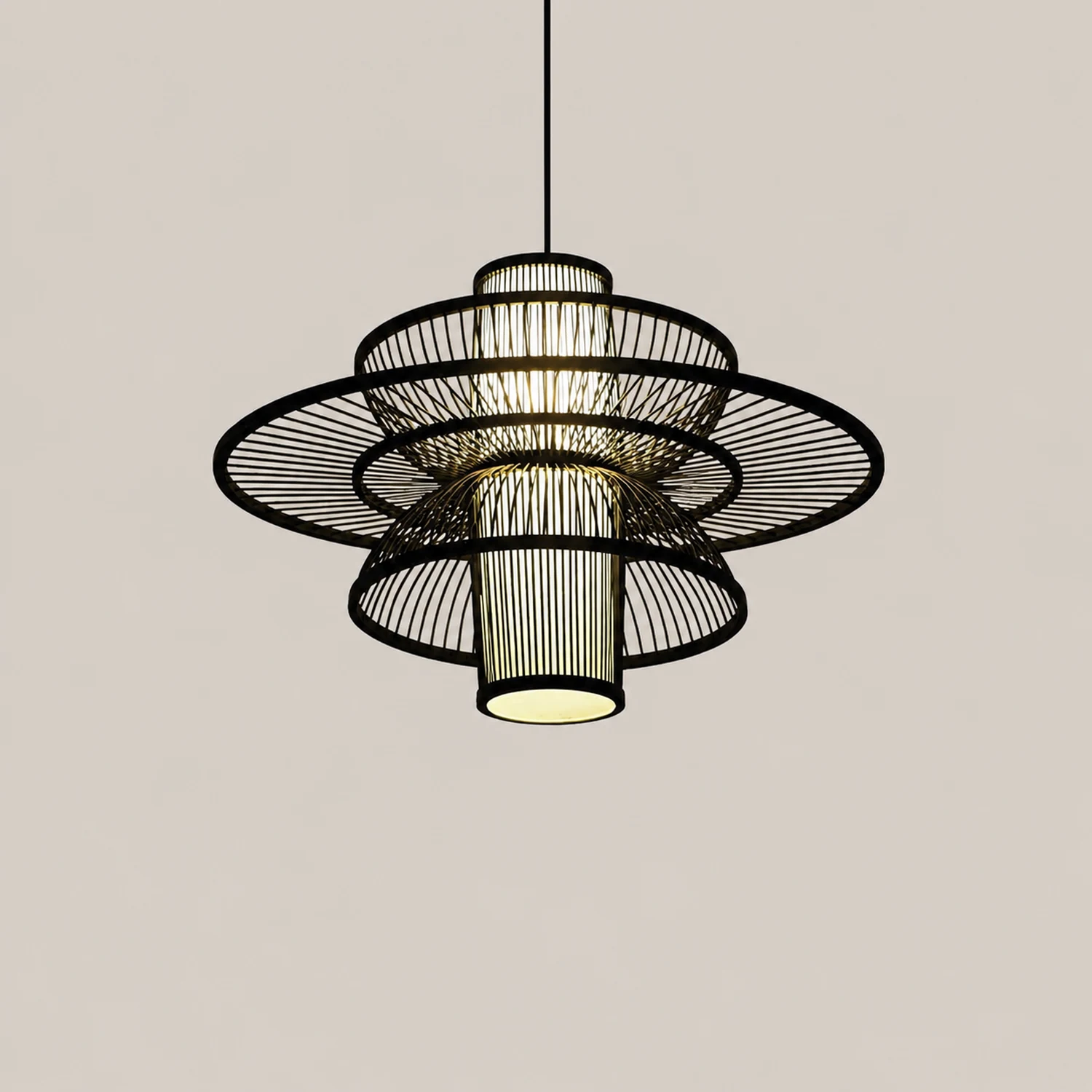 Muto Lotus-Shaped Rattan Pendant Light, 16"/19.5"/23.5" - Lumpaz