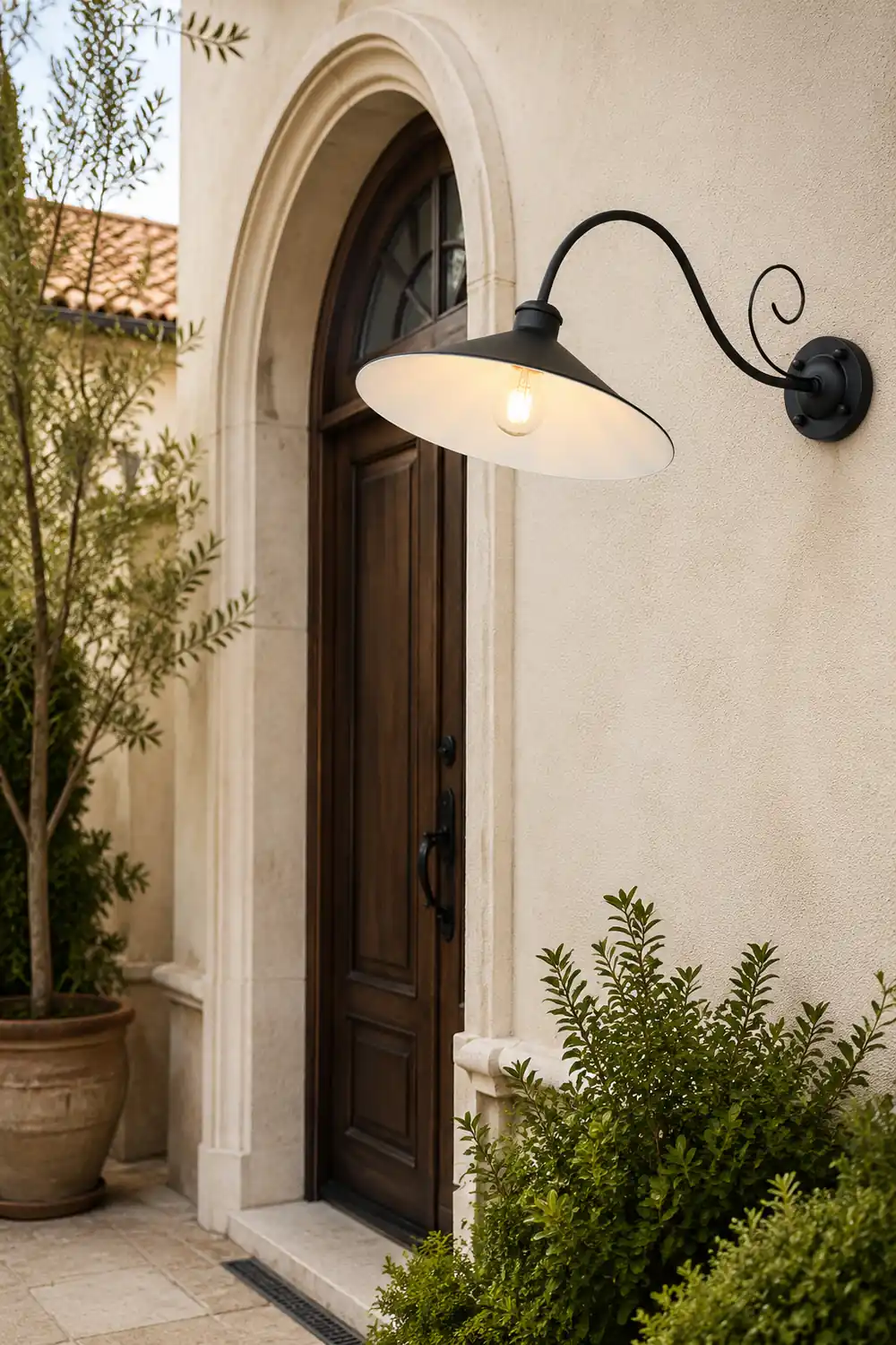 Alessio Vintage Cap-shaped Metal Outdoor Wall Lamp, Black/Antique Silver - Lumpaz