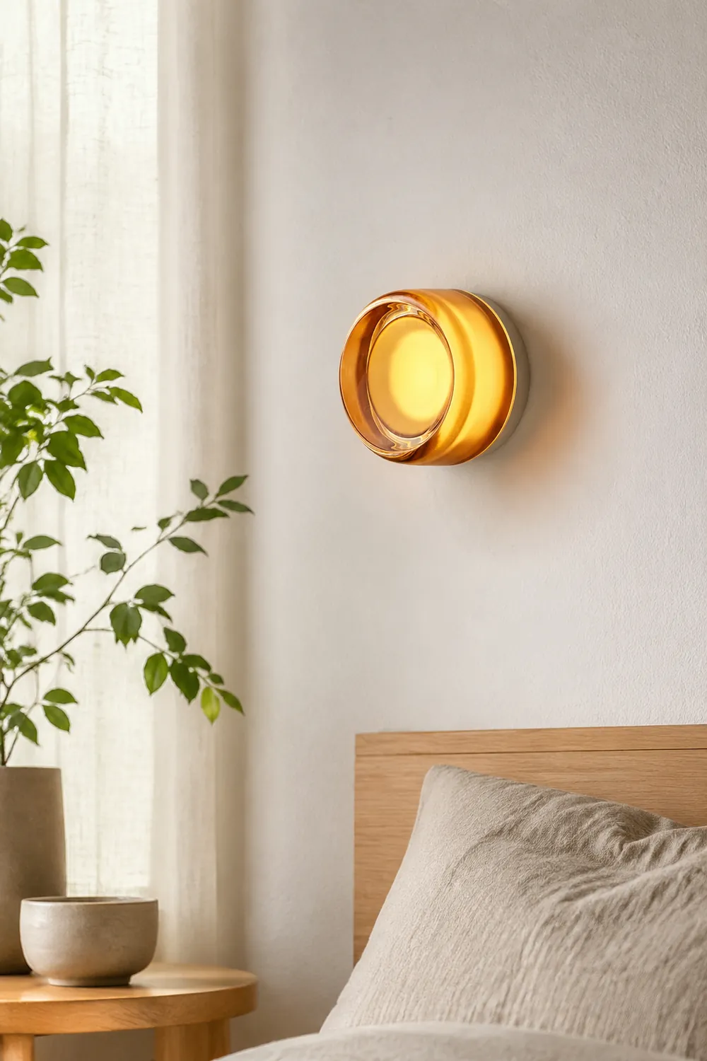 Hailie Modern Bedroom Indoor Wall Mount Lamp, Smoke Gray/Amber/White - Lumpaz