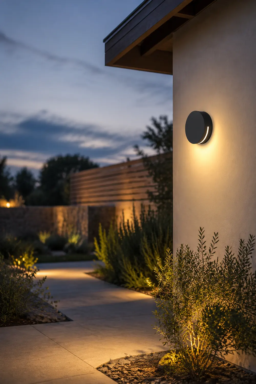 Orr Modern Minimalist Round Metal/Glass Waterproof Outdoor Wall Lamp, Black - Lumpaz