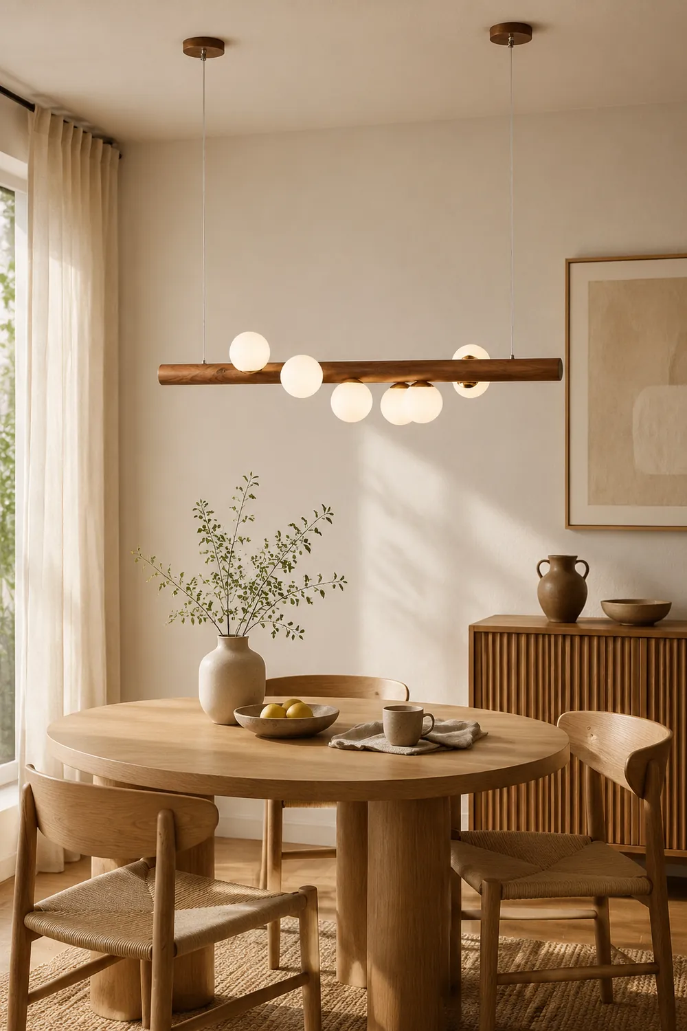 Valentina Glass Bubble Pendant Light Wood/Walnut - Lumpaz