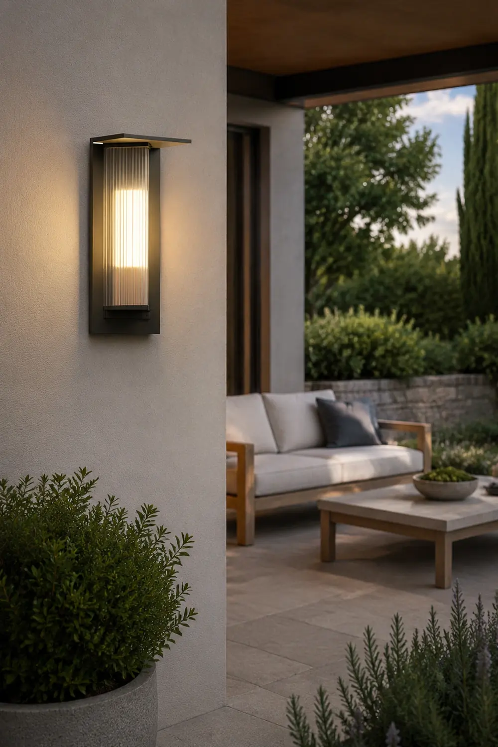 Orr Modern Rectangular Acrylic Outdoor Wall Lamp, Black/Transparent - Lumpaz