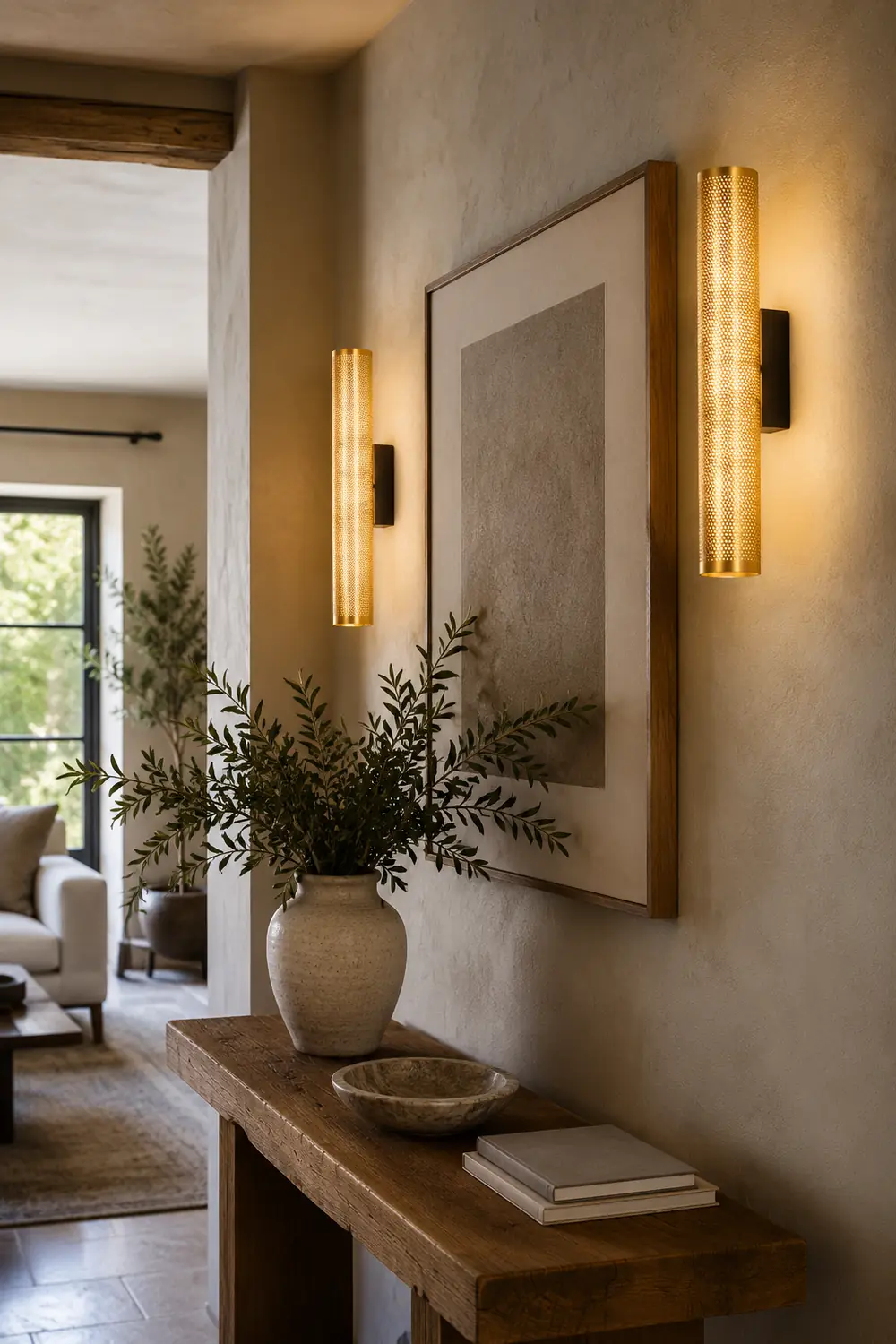 Zaid Modern Geometric Column Metal Vanity Wall Lamp, Brass - Lumpaz