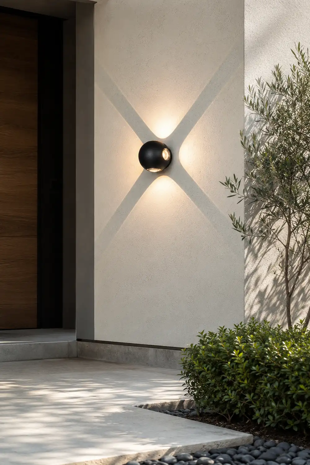 Orr Outdoor Wall Lamp Globe/Cruciform Ray Modern,Aluminum, Black, Garden - Lumpaz