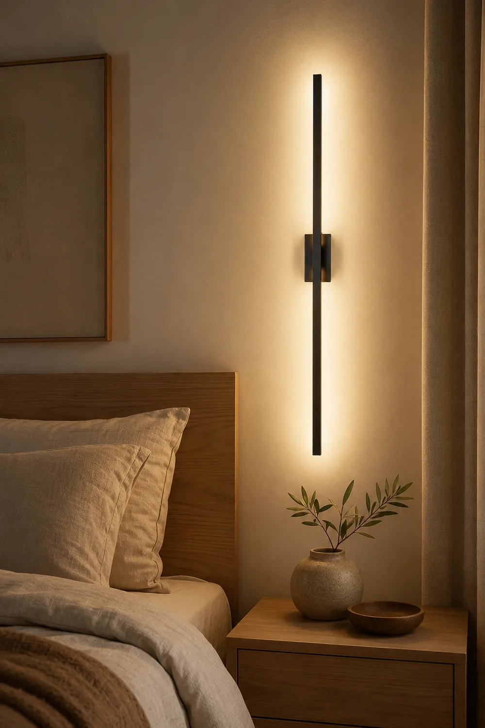 Leigh Minimalist Bar Black Metal Wall Lamp - Lumpaz
