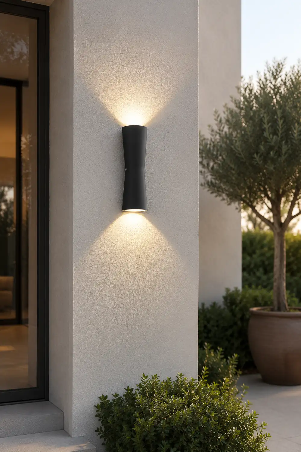 Orr Minimalist Torch Metal Outdoor Wall Lamp, Black/White - Lumpaz