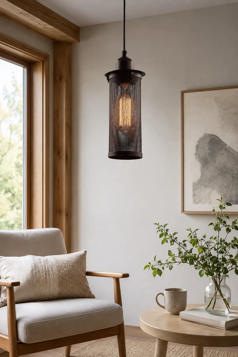 Sanna Industrial Metal Pendant Light, Black/Rust - Lumpaz