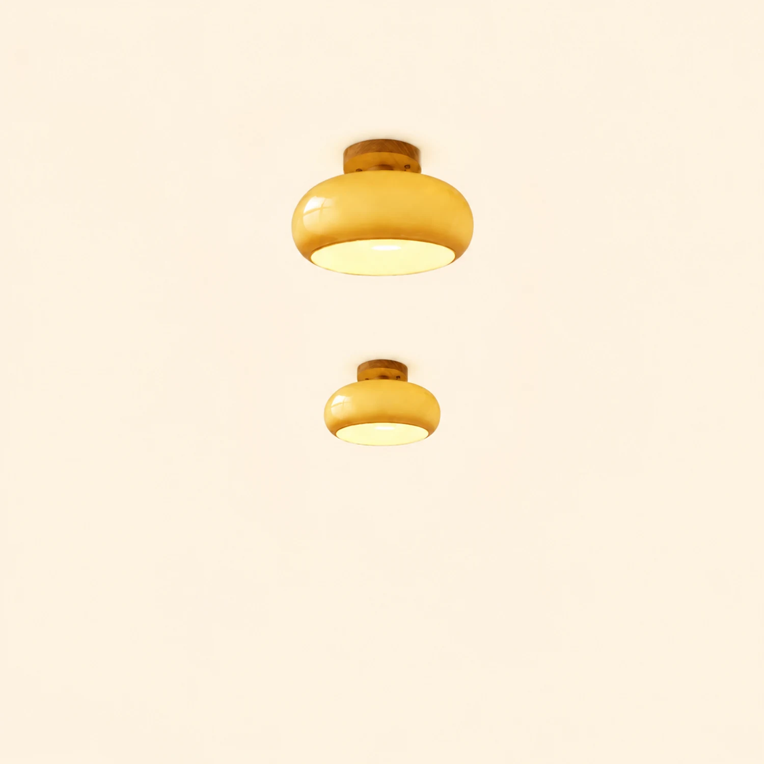 Hailie Modern LED Flush Mount Ceiling Light White Yellow Metal Living Room - Lumpaz