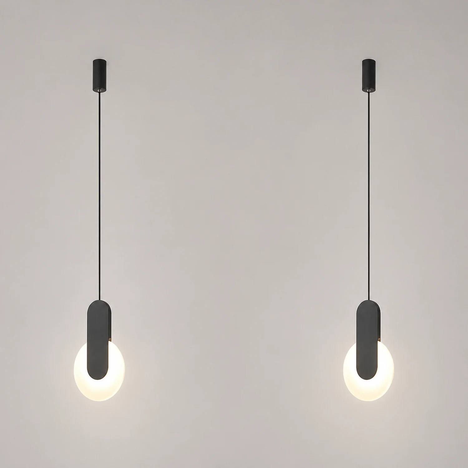 Nyla Modern Minimalist LED Hanging Pendant Lights Black White Bedroom - Lumpaz