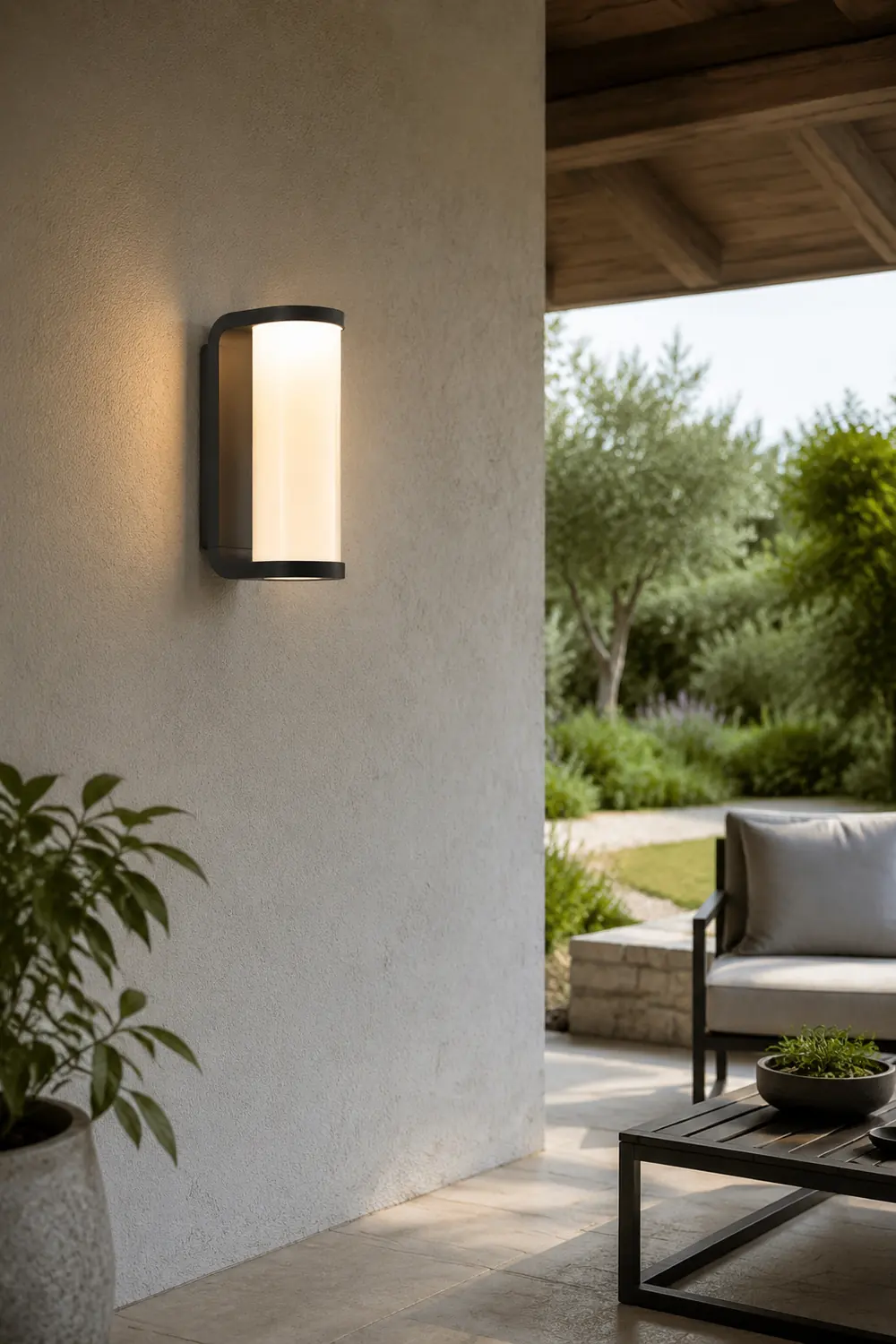 Orr Mondern Cylindrical Metal Outdoor Wall Lamp, Black - Lumpaz