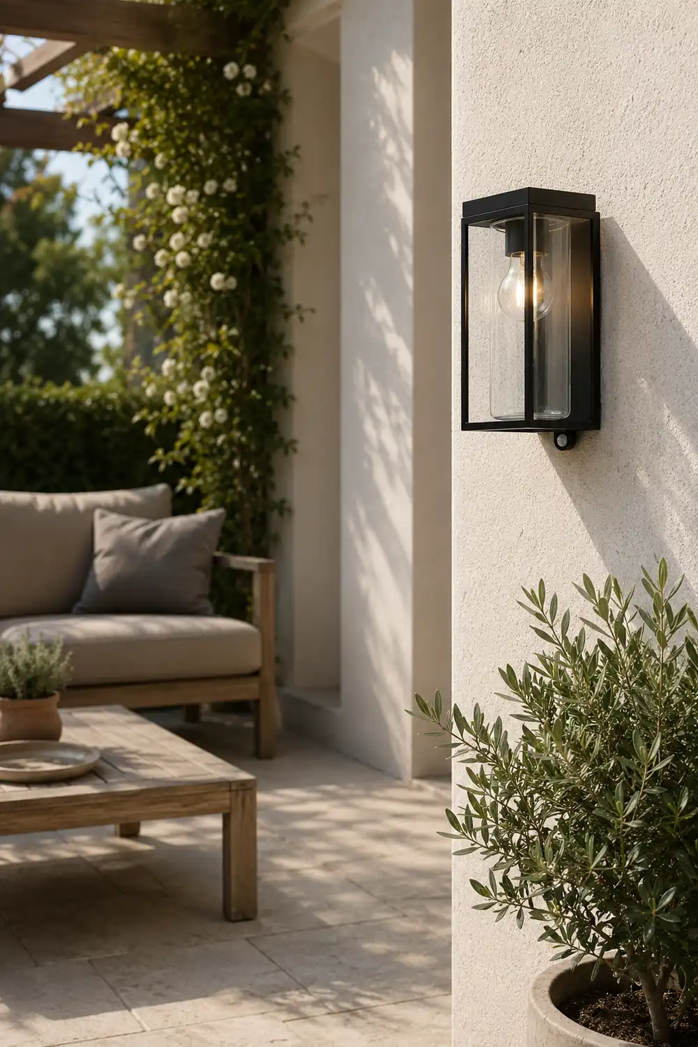 Orr Modern Rectangular Solar Waterproof Metal/Glass Outdoor Wall Lamp, Black - Lumpaz
