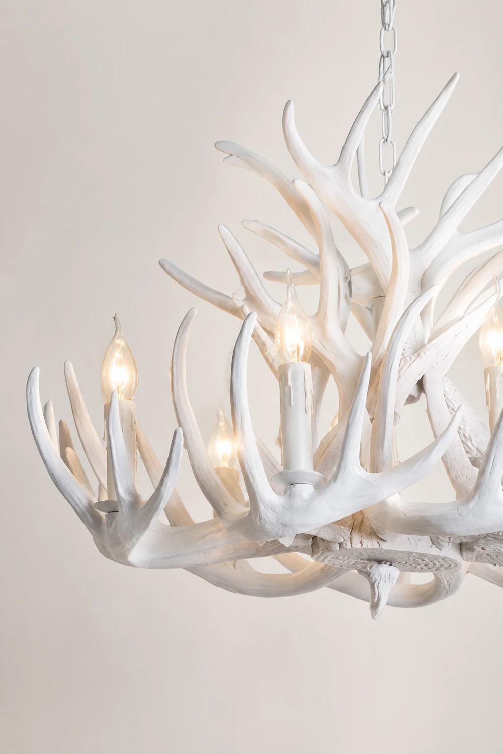 Silva Rustic Antler Metal/Resin Chandelier White Dining Room - Lumpaz
