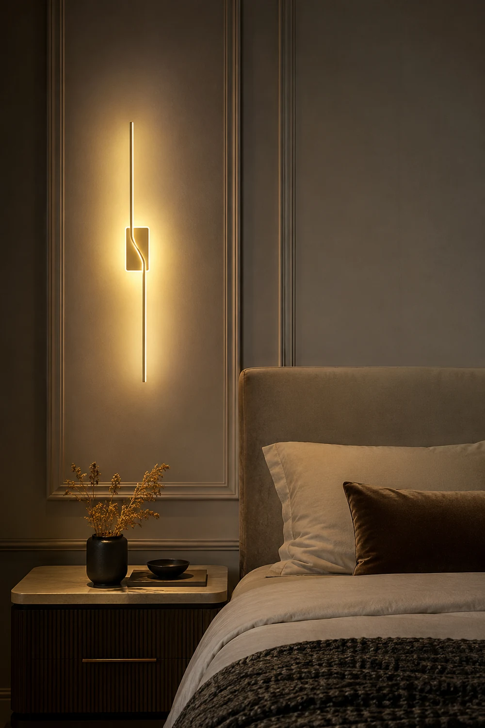 Leigh Luxury Curved Linear Metal Wall Lamp, Gold - Lumpaz