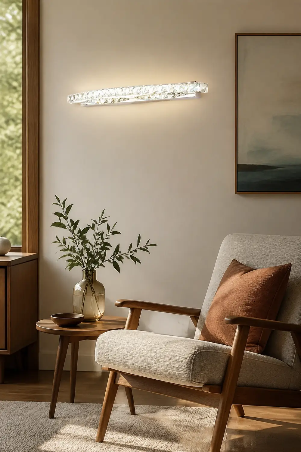 Kristy Luxury Decorative Crystal/Metal Wall Lamp, Silver, Bathroom - Lumpaz