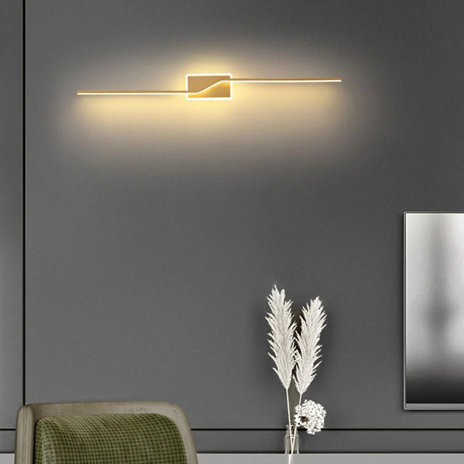 Leigh Luxury Curved Linear Metal Wall Lamp, Gold - Lumpaz