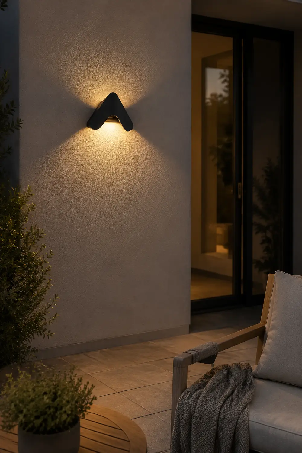 Orr Minimalist Triangle Metal Outdoor Wall Lamp, Balck/White - Lumpaz