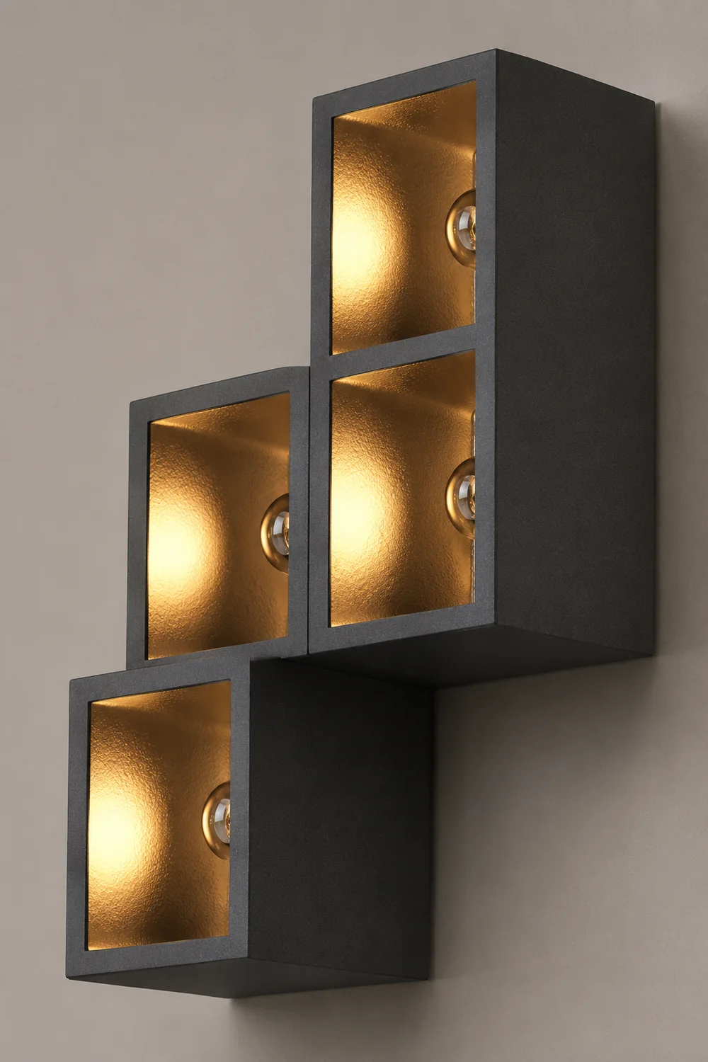 Orr Modern Cube Square Metal/Glass Outdoor Wall Lamp, Black - Lumpaz