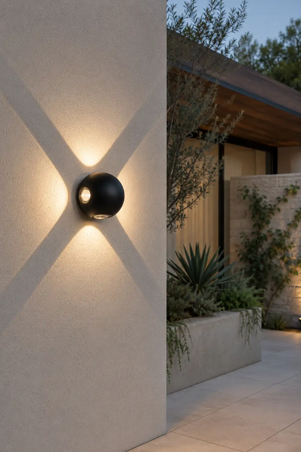 Orr Outdoor Wall Lamp Globe/Cruciform Ray Modern,Aluminum, Black, Garden - Lumpaz