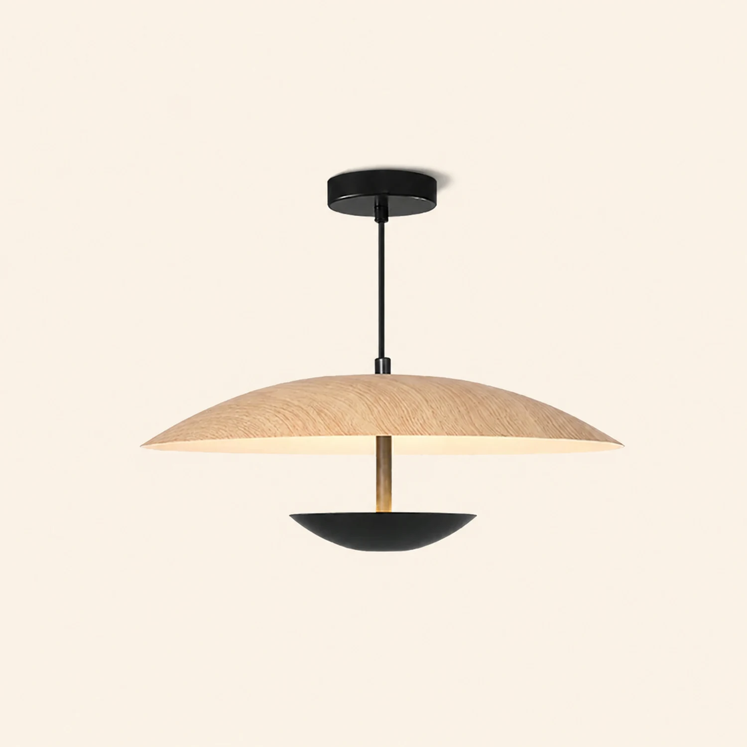 Carins Nordic LED Frisbee Pendant Light Wood Brown Bedroom - Lumpaz