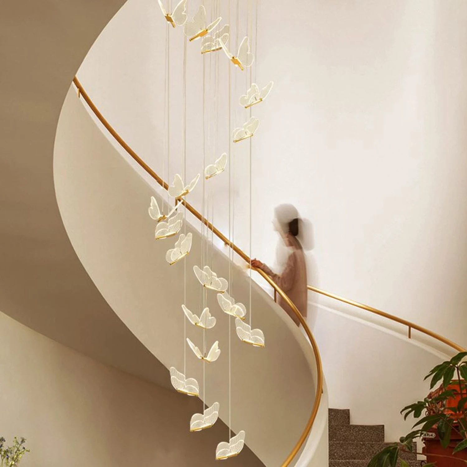 Ophelia Pendant Light Butterfly Modern Luxury, Metal/Acrylic, Gold, Corridor - Lumpaz