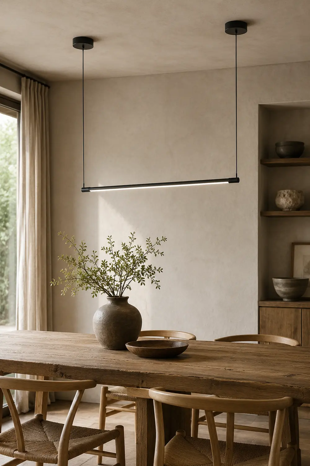Edge Minimalist Linear Pendant Light Black Living Room - Lumpaz