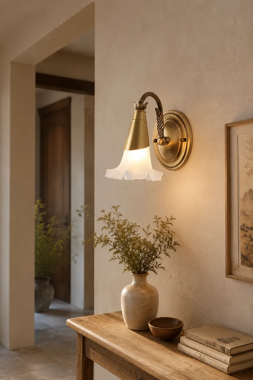 Félicie Nordique Retro Flower Metal/Glass Wall Lamp, Gold - Lumpaz