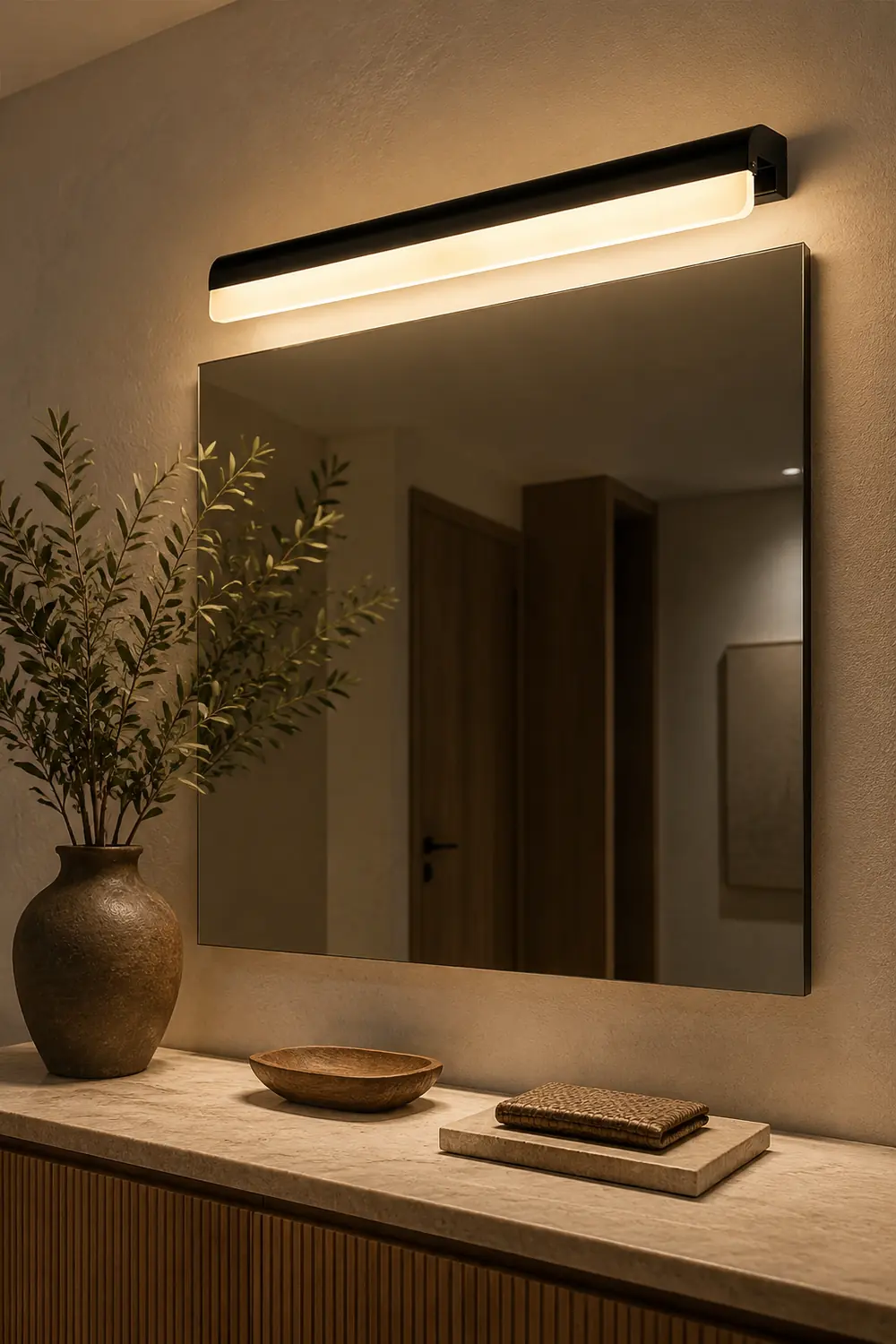 Edge Minimalist Mirror Front Vanity Wall Lamp, Black/White - Lumpaz