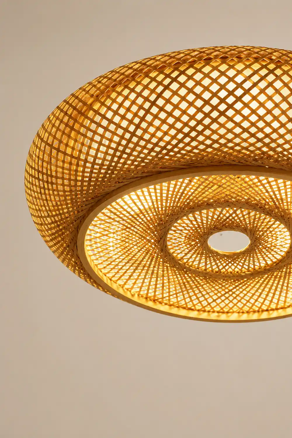 Muto Rattan Woven Rustic LED Flush Mount Ceiling Light - Lumpaz
