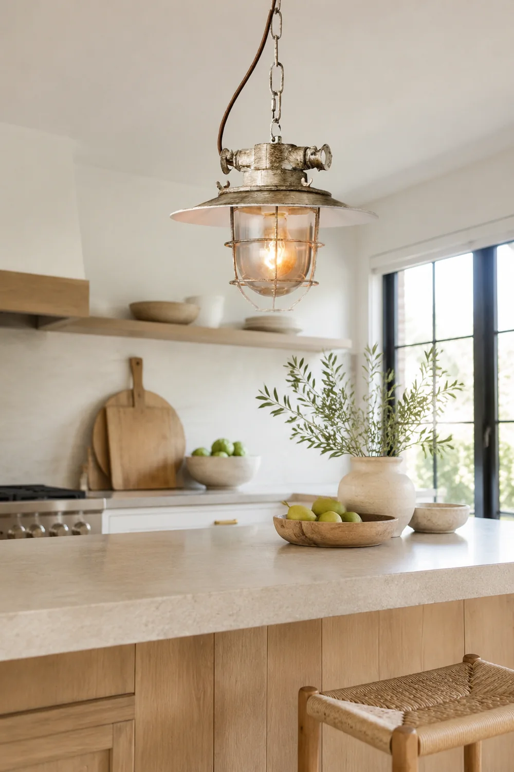 Alessio Industrial Metal/Glass Pendant Light White/Blue Bedroom - Lumpaz