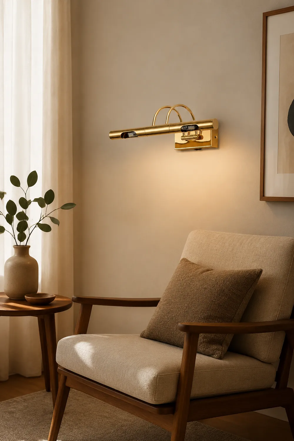 Freja Retro Cylindrical Metal Wall Lamp, Gold, Bathroom - Lumpaz
