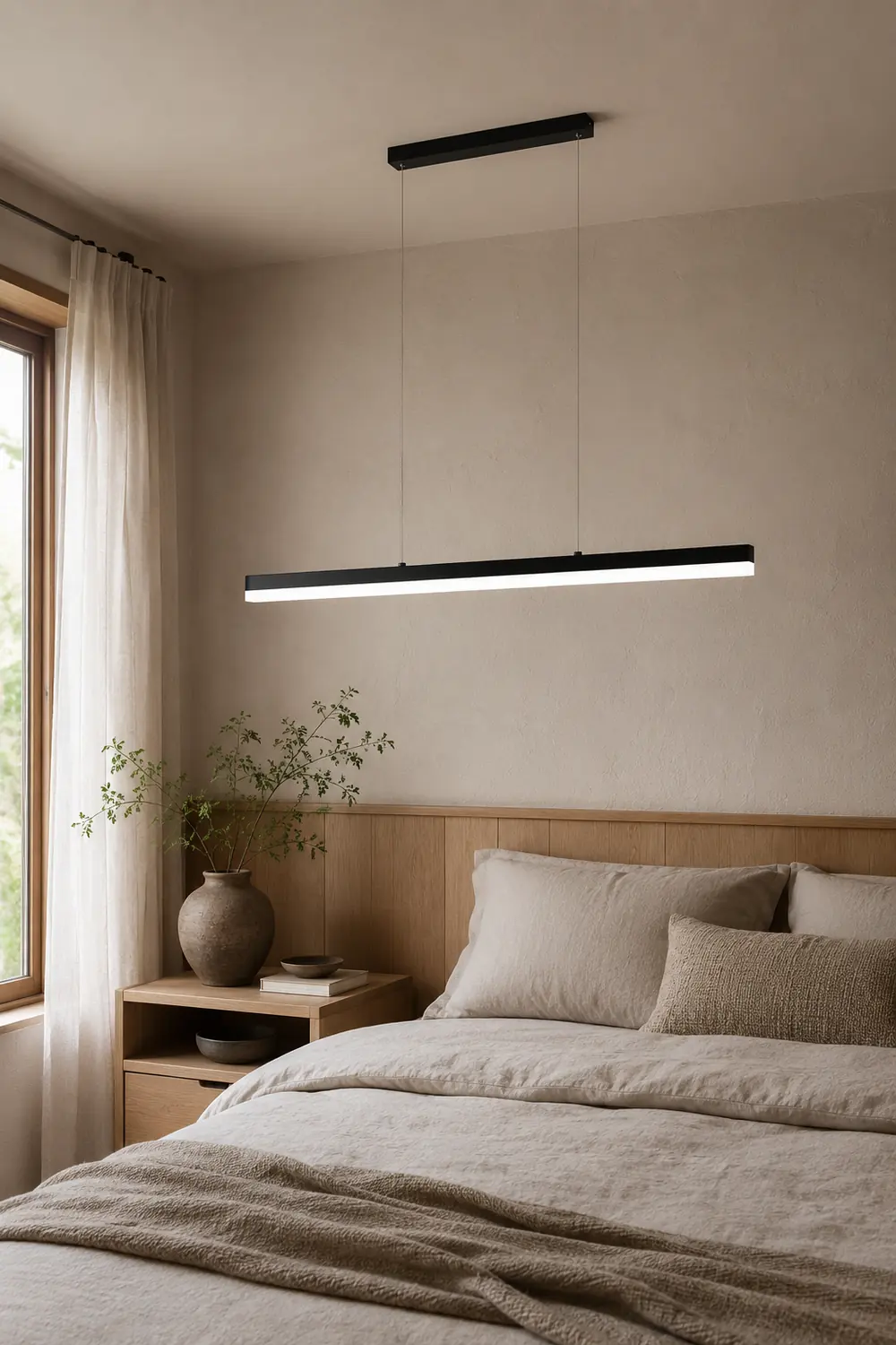 Edge Modern Linear Metal/Acrylic Pendant Light, White/Black - Lumpaz