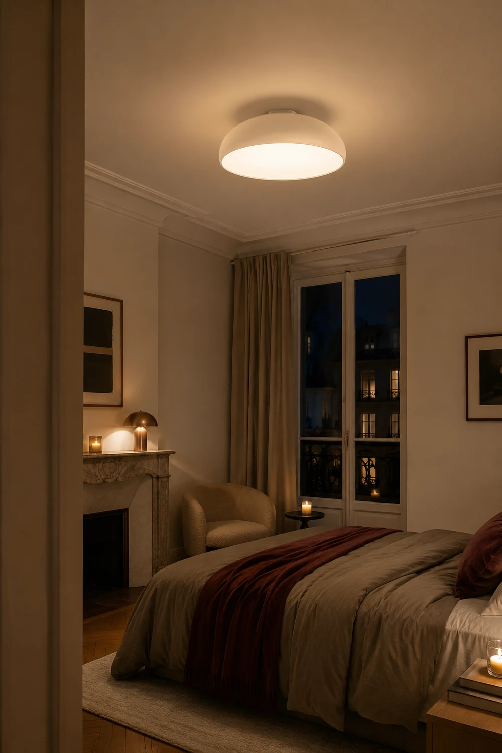 Morandi Vintage LED Ceiling Light White/Black/Red/Orange Metal Bedroom/Living Room - Lumpaz